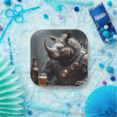 Warrior Rhino Pappteller (Party)