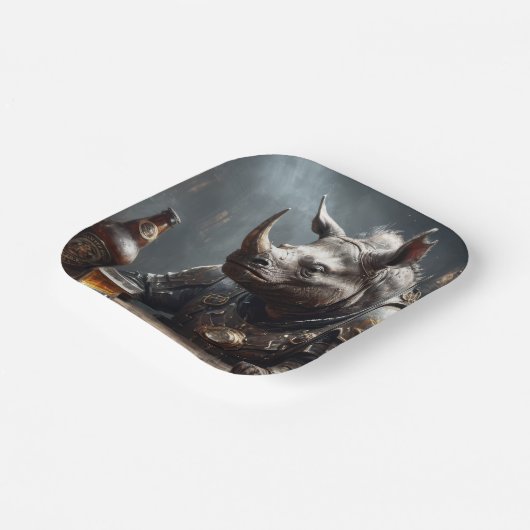 Warrior Rhino Pappteller (Gewinkelt)