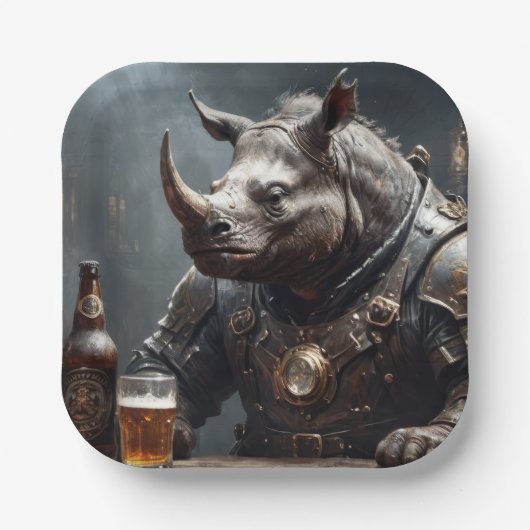 Warrior Rhino Pappteller (Vorderseite)