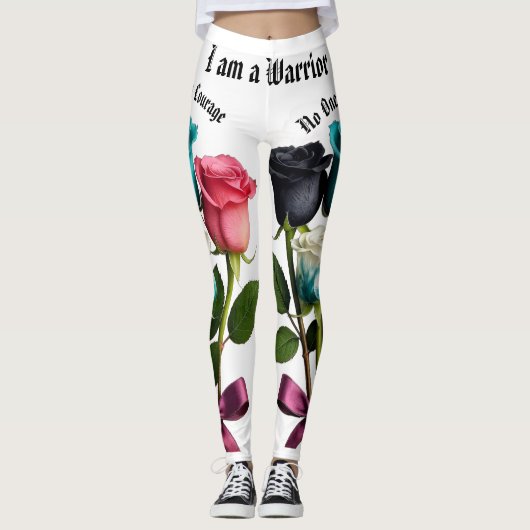 Warrior Roses Cancer Awareness Leggings (Vorderseite)