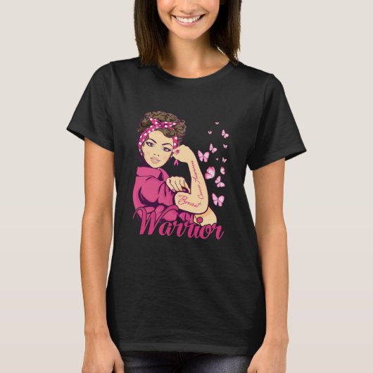 Warrior Rosie Riveter Brustkrebs-Bewusstsein T-Shirt (Vorderseite)