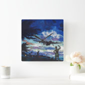 Warrior’s Return Quadratische Wanduhr (Zuhause)