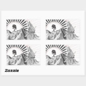 Warrior Samurai and raising sun - M1 Rechteckiger Aufkleber (Blatt)