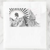 Warrior Samurai and raising sun - M1 Rechteckiger Aufkleber (Tasche)