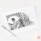 Warrior Samurai and raising sun - M1 Rechteckiger Aufkleber (Umschlag)