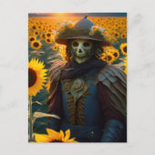 Warrior Scarecrow in der Sonnenblumen Postkarte (Vorderseite)