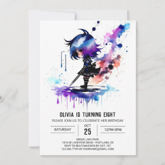 Warrior Spy Ninja Digital Girl Birthday Einladung