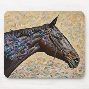 Warrior Style Horse Whimsical Art Mouse Pad Mousepad