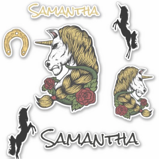 Warrior Unicorn Gold Sticker Theme (Vorderseite)