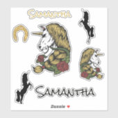 Warrior Unicorn Gold Sticker Theme (Blatt)