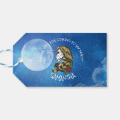 Warrior Unicorn Party blauer Mond Geschenkanhänger (Rückseite Horizontal)