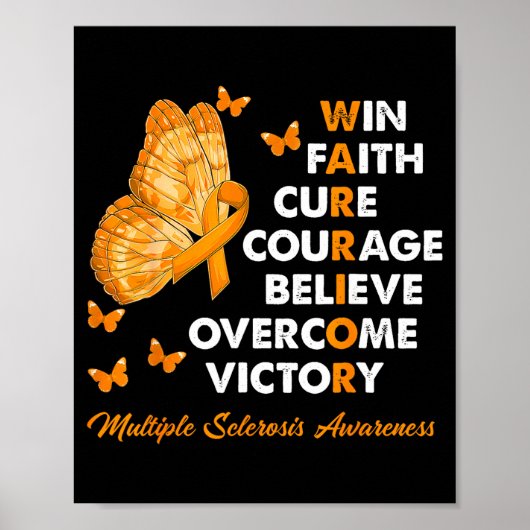 Warrior Win Faith Cure Ribbon Multiple Sclerosis A Poster (Vorne)