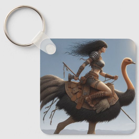 Warriorin am Strauß 2 Schlüsselanhänger (Vorderseite)