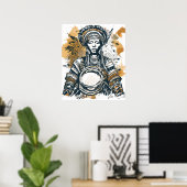 Warriorin - Bold Tribal Queen mit Troll Poster (Heimbüro)