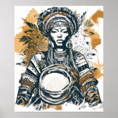 Warriorin - Bold Tribal Queen mit Troll Poster (Vorne)