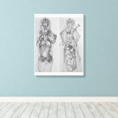 Warriors handgezeichnete Illustrationsmauer Leinwanddruck (Insitu (Holzboden))