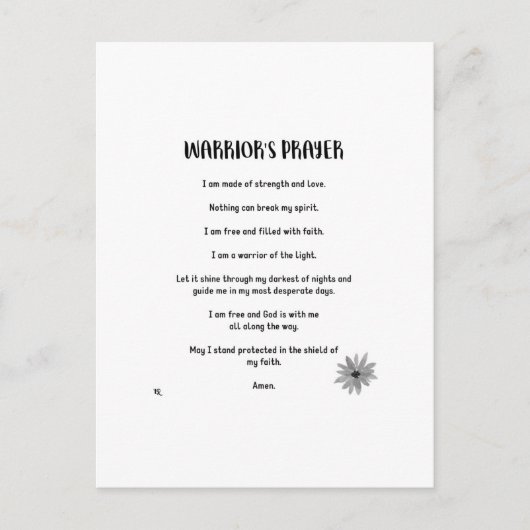 WARRIOR'S PRAYER POSTCARD POSTKARTE (Vorderseite)
