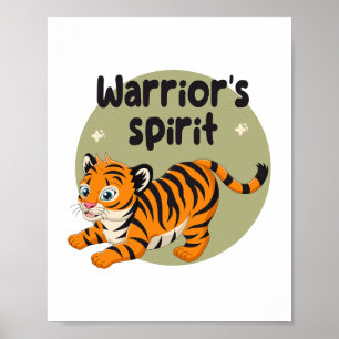 Warrior's spirit Kawaii niedlicher Tigerorange Poster