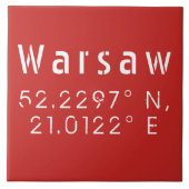 Warsaw Latitude Longitude Fliese (Vorderseite)
