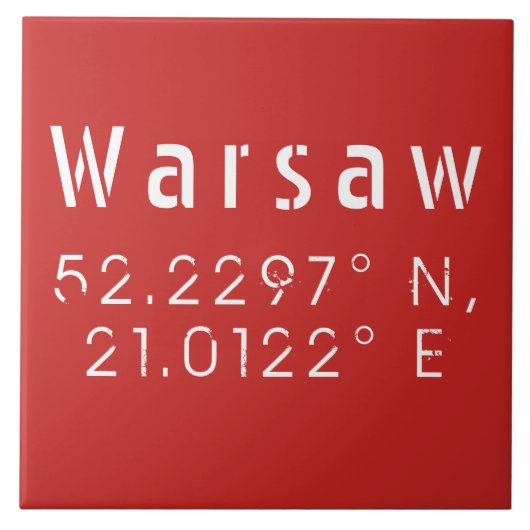 Warsaw Latitude Longitude Fliese (Vorderseite)