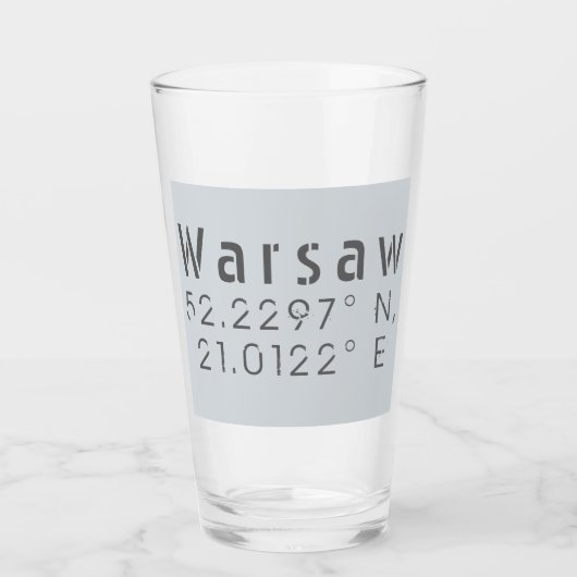 Warsaw Latitude Longitude Glas (Vorderseite)