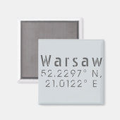 Warsaw Latitude Longitude Magnet (Vorderseite/Rückseite)