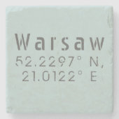 Warsaw Latitude Longitude Steinuntersetzer (Vorderseite)