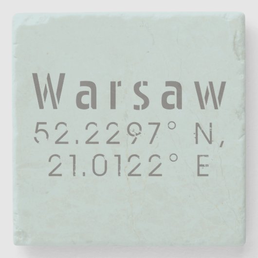 Warsaw Latitude Longitude Steinuntersetzer (Vorderseite)