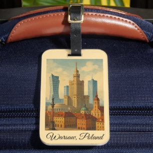 Warsaw Poland Vintage Travel Art Gepäckanhänger