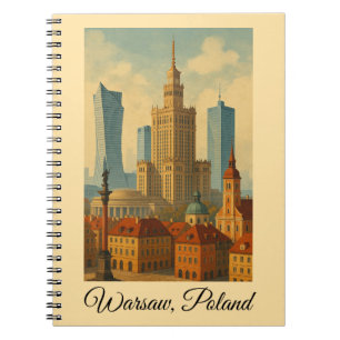 Warsaw Poland Vintage Travel Art Notizblock