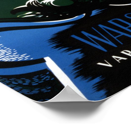 Warsaw Poland Vintage Travel Poster restauriert (Ecke)