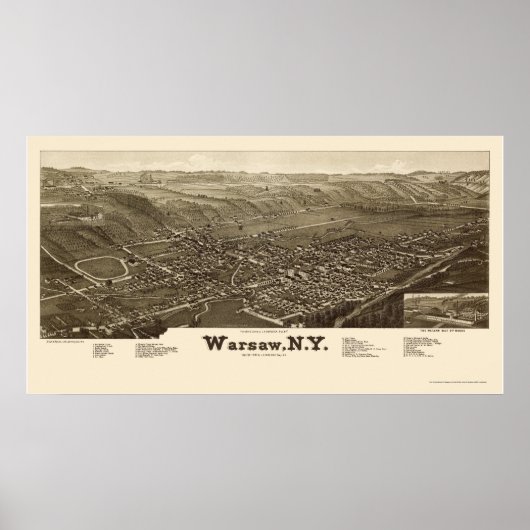 Warschau, NY Panorama Karte - 1885 Poster (Vorne)