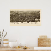 Warschau, NY Panorama Karte - 1885 Poster (Küche)