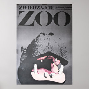 Warschau Polen Besuch des Zoo Hippo 1967 Poster