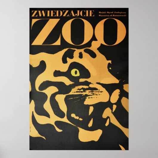Warschau Polen Besuch Zoo Tiger 1967 Altes Poster (Vorne)