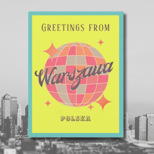 Warschau Polen farbenfrohe Grußkarte Postkarte