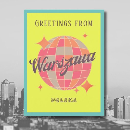 Warschau Polen farbenfrohe Grußkarte Postkarte