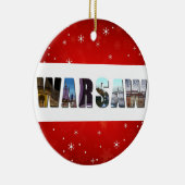 Warschau Polen Foto Roter Schneeflocken Weihnachte Keramik Ornament (Rechts)