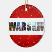 Warschau Polen Foto Roter Schneeflocken Weihnachte Keramik Ornament (Links)