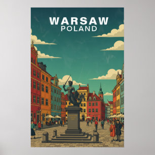 Warschau, Polen Historischer Platz & Meerjungfrau- Poster