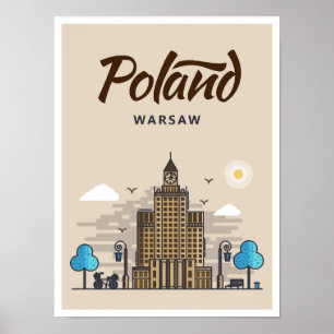 Warschau Polen Kunstreise Illustration Poster