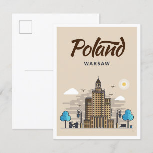 Warschau Polen Kunstreise Illustration Postkarte