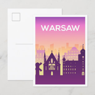 Warschau Polen Kunstreise Illustration Postkarte