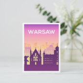 Warschau Polen Kunstreise Illustration Postkarte (Stehend Vorderseite)