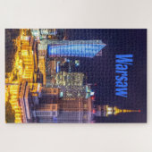 Warschau Polen Nacht Skyline Warschau Spion Puzzle (Horizontal)
