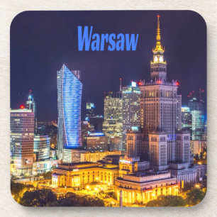 Warschau Polen Night Skyline Warsaw Spire Getränkeuntersetzer