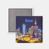 Warschau Polen Night Skyline Warsaw Spire Magnet (Vorderseite/Rückseite)