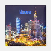 Warschau Polen Night Skyline Warsaw Spire Magnet (Vorne)