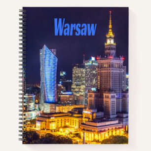 Warschau Polen Night Skyline Warsaw Spire Notizblock