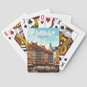 Warschau Polen Reise Kunst Vintage Spielkarten